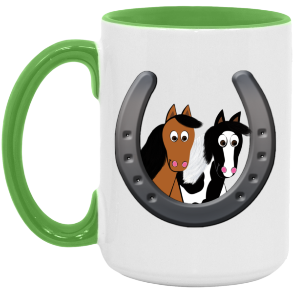 Cute Horses in Horseshoe AM15OZ 15oz. Accent Mug