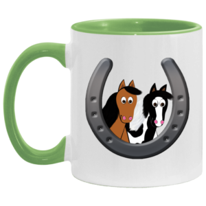 Cute Horses in Horseshoe AM11OZ 11 oz. Accent Mug