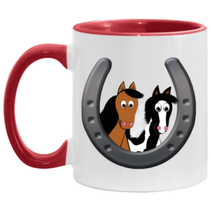 Cute Horses in Horseshoe AM11OZ 11 oz. Accent Mug