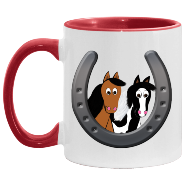 Cute Horses in Horseshoe AM11OZ 11 oz. Accent Mug