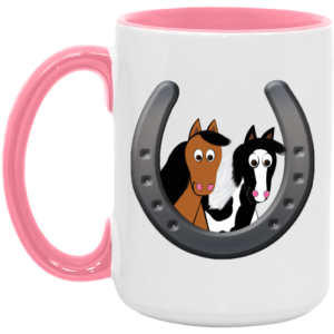 Cute Horses in Horseshoe AM15OZ 15oz. Accent Mug