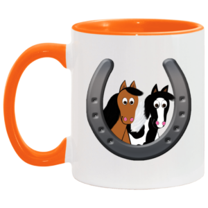 Cute Horses in Horseshoe AM11OZ 11 oz. Accent Mug