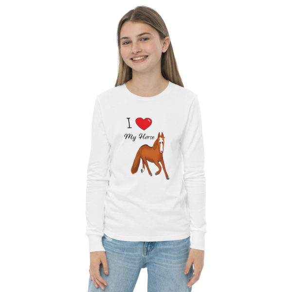 I Love My Chestnut Horse Youth long sleeve tee - Image 3