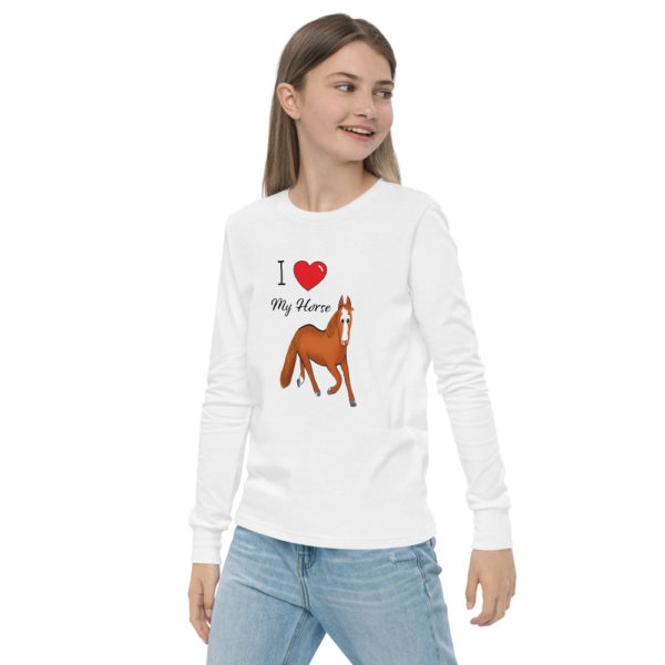 I Love My Chestnut Horse Youth long sleeve tee - Image 4