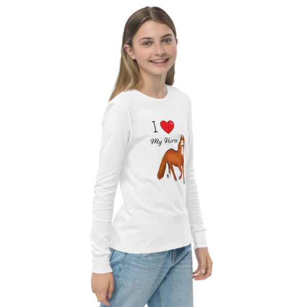 I Love My Chestnut Horse Youth long sleeve tee - Image 5
